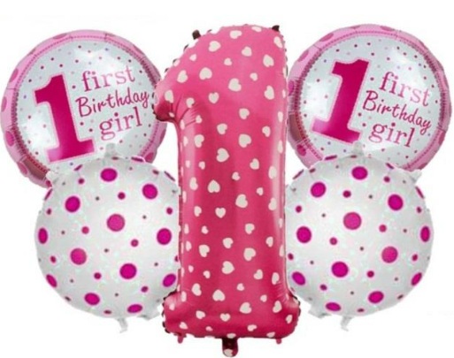 1 YAŞ PEMBE 5Lİ SET BALON balon