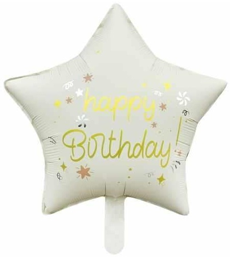 18 İNC YILDIZ HAPPY BİRTHDAY KREM FOLYO BALON balon
