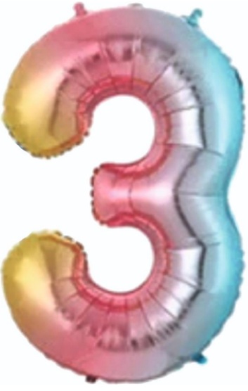 3 - RAKAM 34 İNC GÖKKUŞAĞI RENK BALON 76 CM balon