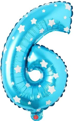 6 - RAKAM 16 İNC MAVİ RENK BALON 36 CM balon