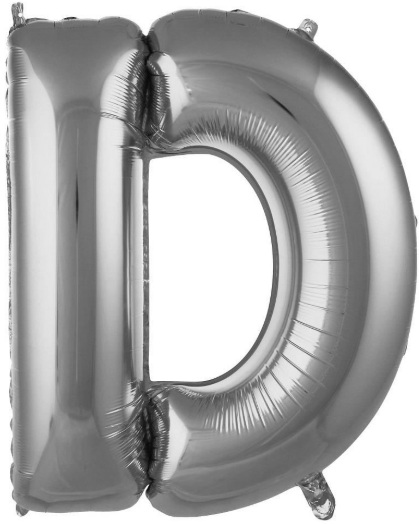 D - HARF 16 İNC GÜMÜŞ RENK BALON 36 CM balon