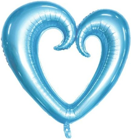ORTASI BOŞ KALP MAVİ FOLYO BALON 100 CM balon