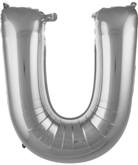U - HARF 34 İNC GÜMÜŞ RENK BALON 76 CM balon